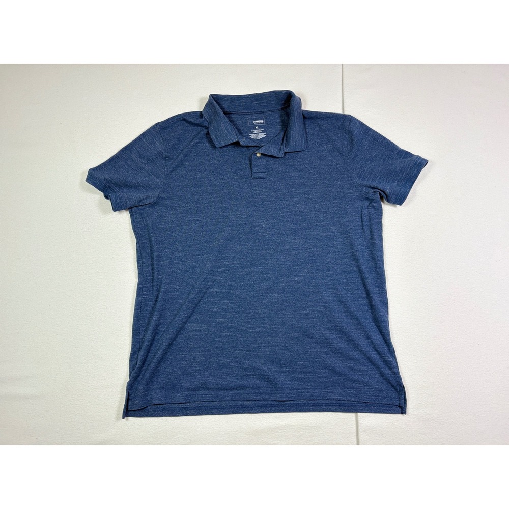 Sonoma Goods For Life Mens XL Blue Heathered Short Sleeve Stretch Polo Shirt